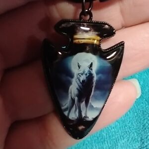 Wolf Moon Keychain Arrowhead